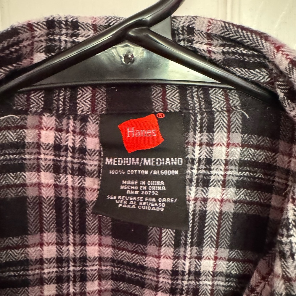 Hanes Black and Pink Checkered Shirt
